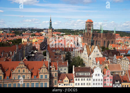 Vue sur le centre-ville historique de Gdansk en Pologne Banque D'Images