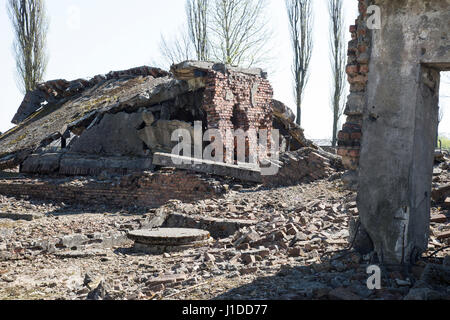Ruines de fours crématoires à Auschwitz Birkenau camp Banque D'Images
