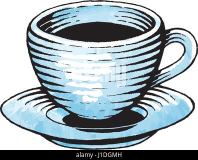 Vector Illustration d'un style de carte à gratter l'encre et Aquarelle Dessin d'une tasse de café Illustration de Vecteur