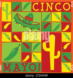 Cinco de Mayo Funky carte en format vectoriel. Illustration de Vecteur