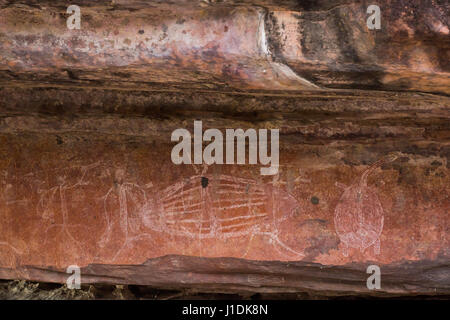 Art rupestre aborigène australien à Ubirr, Kakadu, territoire du Nord, Australie Banque D'Images