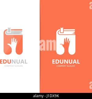 Vecteur de part et logo livre combinaison. Bras et symbole de la bibliothèque ou de l'icône. Librairie de l'unique soutien et modèle de conception de logo. Illustration de Vecteur