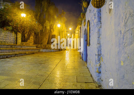 Vue d'une ruelle dans le quartier juif, dans la région de Safed (Tzfat), Israël Banque D'Images