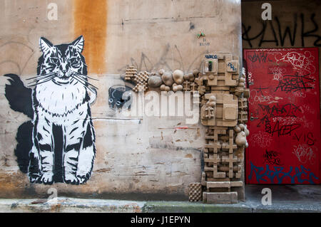 Street Art au pochoir dans les allées du centre-ville, Melbourne, Australie Banque D'Images