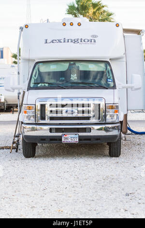 Camping-car au camping de South Padre Island, TX. Banque D'Images