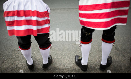 Le Britannia de coprah danseurs , une troupe de danseurs, Lancastre clog dance par Bacupon Le samedi de Pâques 2017 Banque D'Images