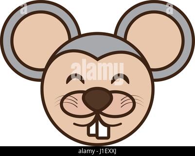 Style kawaii cute face de la souris Illustration de Vecteur