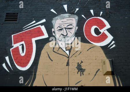 Jeremy Corbyn JC peinture murale sur un mur. Banque D'Images