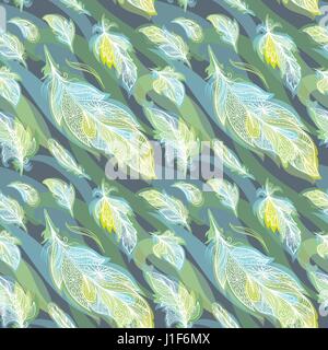 Boho ornementales seamless background dans la verdure couleurs du printemps pour textile et design papier Illustration de Vecteur