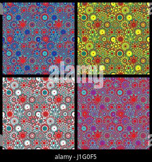 Quatre couleurs et origines avec motley même remplir de fleurs de différentes couleurs les triades, illustrations vectorielles comme une texture de tissu Illustration de Vecteur