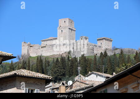 Château Rocca Maggiore, Assise, Pérouse, Ombrie Région Province Banque D'Images