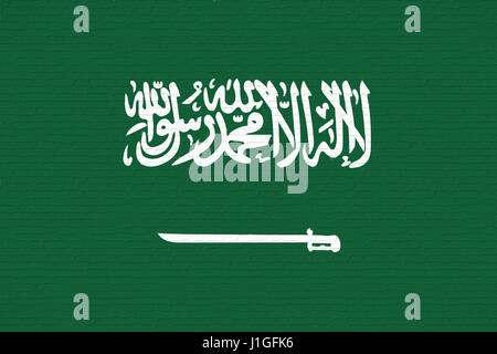 Illustration du pavillon de l'Arabie saoudite à la recherche comme il a été peint sur un mur. Banque D'Images