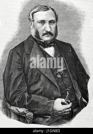 Adolphe de Forcade La Roquette (1820-1874). Avocat et homme politique français. Portrait. Gravure de R. Cremer. Historia 'universel', 1885. Banque D'Images