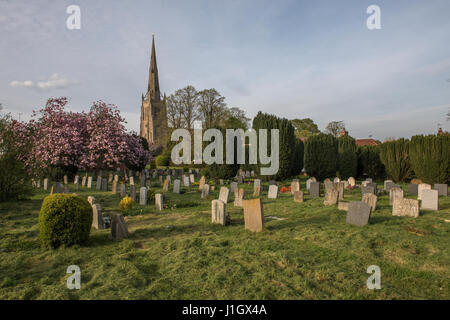 Thaxted Église paroissiale de St John et le cimetière, Essex, Angleterre, Royaume-Uni. Avril 2017 photographié un jour de printemps. Wikipeadia ci-dessous l'église paroissiale de St Jo Banque D'Images