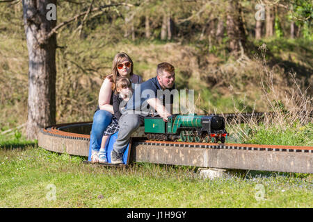 Llanelli & District Model Engineers printemps rallye sur l'augmentation du niveau du sol et la voie de chemin de fer miniature à Pembrey Country Park, Pays de Galles, Royaume-Uni Banque D'Images