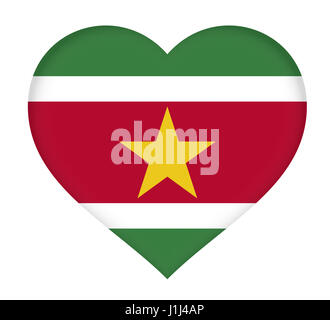 Illustration du drapeau national du Suriname en forme de coeur. Banque D'Images