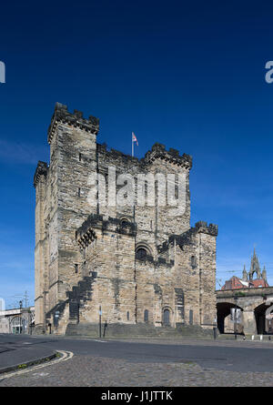 Une vue de jour en été contre ciel bleu du Donjon à Newcastle Upon Tyne, Angleterre du Nord-Est, Royaume-Uni Banque D'Images