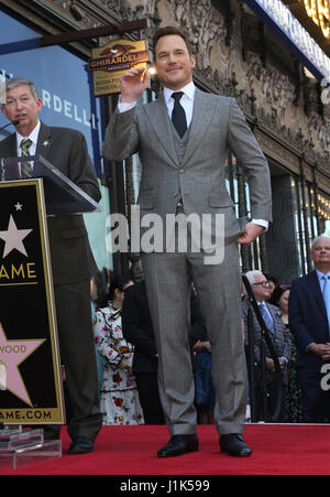 Hollywood, CA. Apr 21, 2017. Chris Pratt à la Chris Pratt étoile sur le Hollywood Walk of Fame cérémonie le 21 avril 2017 à Hollywood, Californie. Credit : Fs/media/Alamy Punch Live News Banque D'Images