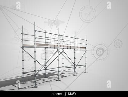 Digital composite de connexions arrière-plan technique avec 3D'échafaudages Banque D'Images