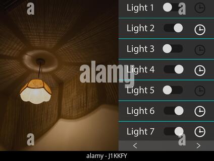 Digital composite de la domotique éclairage système d'interface de l'App Banque D'Images