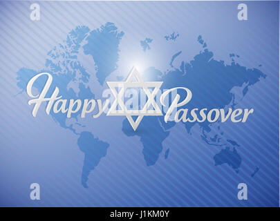 Happy passover sign card illustration design sur une world map background Banque D'Images