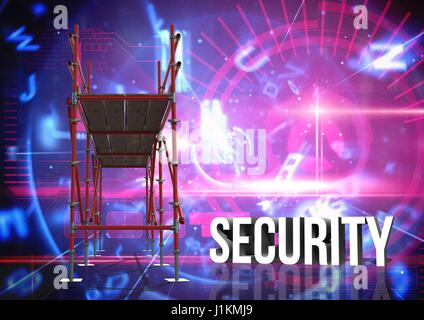 Digital composite de texte de sécurité avec 3D'échafaudages et d'interface de la technologie Banque D'Images