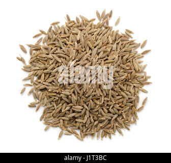 Vue de dessus les graines de cumin isolated on white Banque D'Images