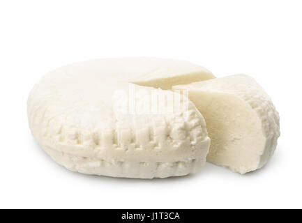 Meule de fromage en saumure douce isolated on white Banque D'Images