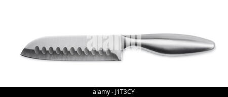 Couteau Santoku acier inoxydable isolated on white Banque D'Images