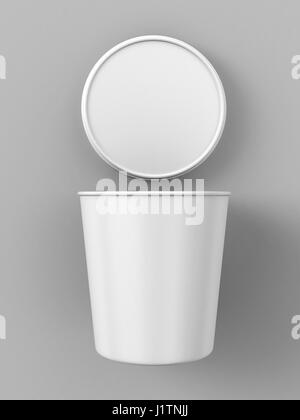 White Ice Cream à remous isolées sur fond blanc, rendu réaliste de la crème glacée à remous, prêt pour la conception, 3D Illustration. Banque D'Images