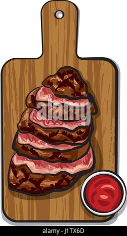Illustration de tranches de boeuf rôti de boeuf avec sauce tomate35 Illustration de Vecteur
