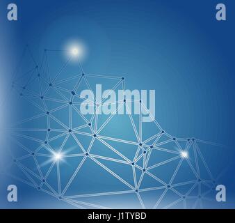 Le cyberespace Blue abstract background vector frames. Réseautage dynamique toile polygonale. Creative élégant modèle triangles. Illustration de Vecteur