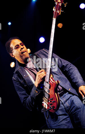 Stanley Clarke b. 30 juin 1951 à Philadelphie, musicien de jazz américain, photo Kazimierz Jurewicz Banque D'Images