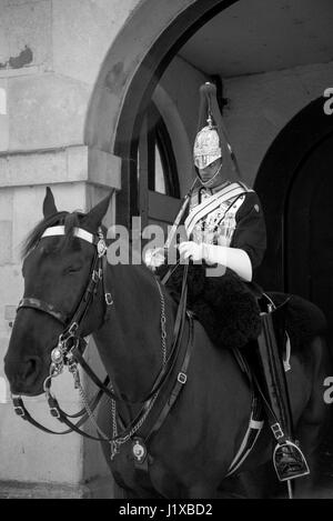 Soldat monté, Blues et Royals, Horse Guards, Londres, Royaume-Uni. Banque D'Images