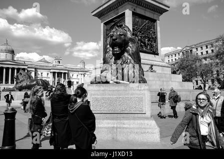 Un jour de printemps à Trafalgar Square, Londres, Angleterre, Royaume-Uni Banque D'Images