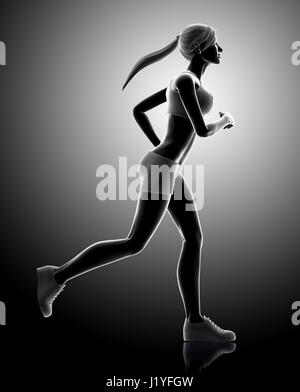 3D illustration of woman running constituent, de l'exercice-sport concept. Banque D'Images