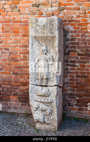 Voyage d'Italie - Décoration de Scaliger (Castelvecchio) pont à Vérone ville Banque D'Images