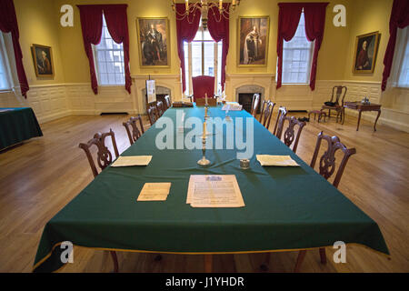 La salle du Conseil de l'Old State House à Boston, Massachusetts. Banque D'Images