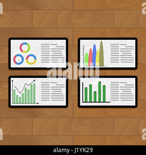 Présentation moderne d'entreprise, vecteur de données statistiques sur les tablettes numériques illustration Banque D'Images