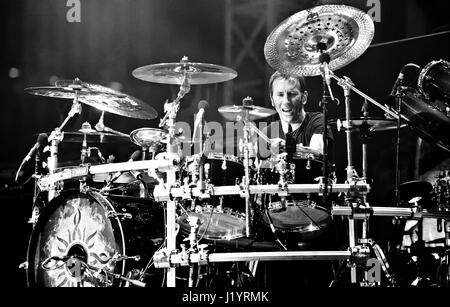 Las Vegas, Nevada, 21 avril 2017 - Shannon Larkin, batteur du groupe GodSmack à Las Stique dans le centre-ville d'Event Center (DLVEC), Las Vegas Nevada - Crédit photo : Ken Howard/Alamy. Banque D'Images