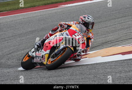 Austin, Texas, États-Unis. 22 avr, 2017. Repsol Honda Team Rider #  93 ''MARC MARQUEZ'' à son tour 15. Credit : Hoss Mcbain/ZUMA/Alamy Fil Live News Banque D'Images