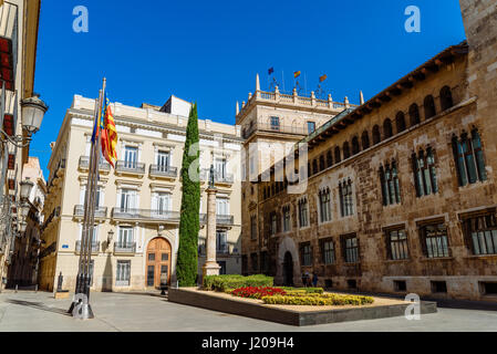 VALENCIA, Espagne - 01 août 2016 : Plaza de Manises Manises (Square) au centre-ville de ville de Valence en Espagne. Banque D'Images