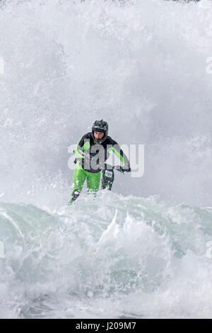 Trucs et astuces de jet ski, de l'océan Atlantique, le Portugal, l'Europe Banque D'Images