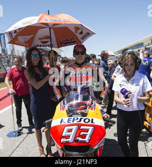 Austin, Texas, États-Unis. Apr 23, 2017. Repsol Honda Team Rider #  93 ''MARC MARQUEZ'' sur la grille avant la course. Credit : Hoss Mcbain/ZUMA/Alamy Fil Live News Banque D'Images