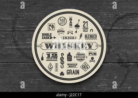 Coaster pour le whisky et les boissons alcoolisées Illustration de Vecteur