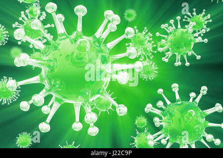 3D illustration de virus dans l'organisme infecté, l'épidémie de maladies virales. Résumé fond Virus Banque D'Images
