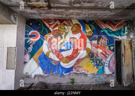 Intérieur du Palais de la Culture Energetik dans la ville fantôme de Pripyat de centrale nucléaire de Tchernobyl en Ukraine, la zone d'Aliénation Banque D'Images