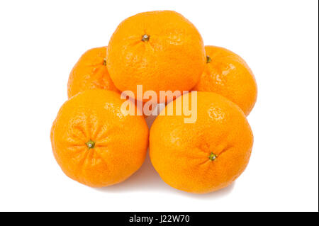 Grouop de mandarins isolated on white Banque D'Images