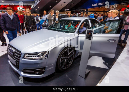 Francfort - le 22 septembre 2015 : Audi illustré lors de la 66ème IAA (Internationale Automobil Ausstellung) le 22 septembre 2015 à Francfort, Allemagne Banque D'Images