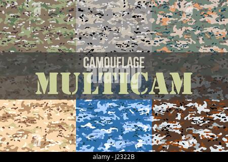 Ensemble de camouflage Multicam les modèles sans couture. Contexte militaire et la texture. Vector Illustration. Illustration de Vecteur